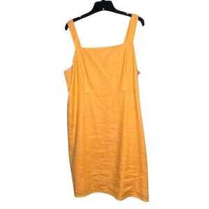 J. Crew Linen Blend Square Neck Orange Summer Sleeveless Dress Size 20 Plus